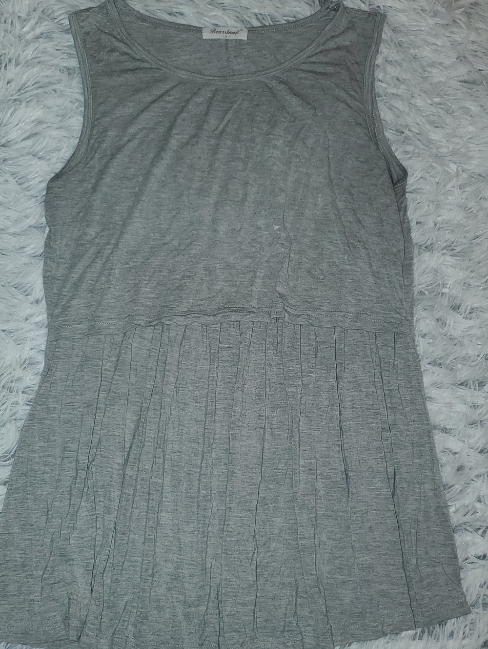 Bearsland Light Gray Sleeveless Pleated-Panel Maternity Top
